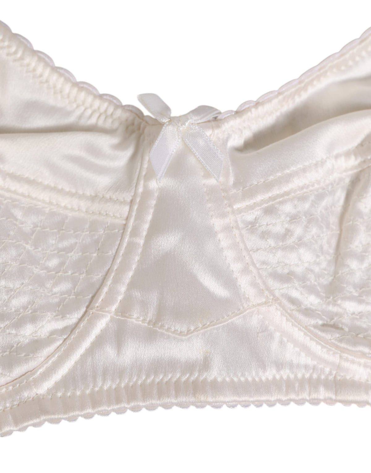 Dolce & Gabbana White Silk Satin Soft Cup Bra - Luxurious Comfort