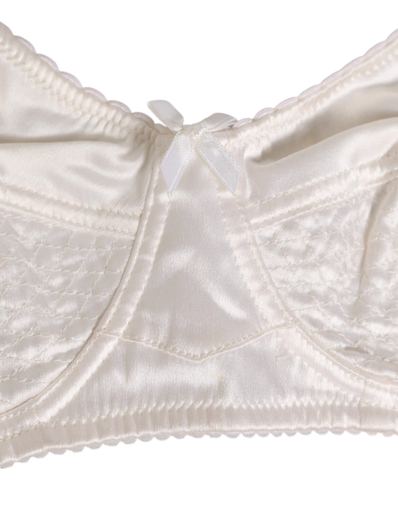 Dolce & Gabbana White Silk Satin Soft Cup Bra - Luxurious Comfort