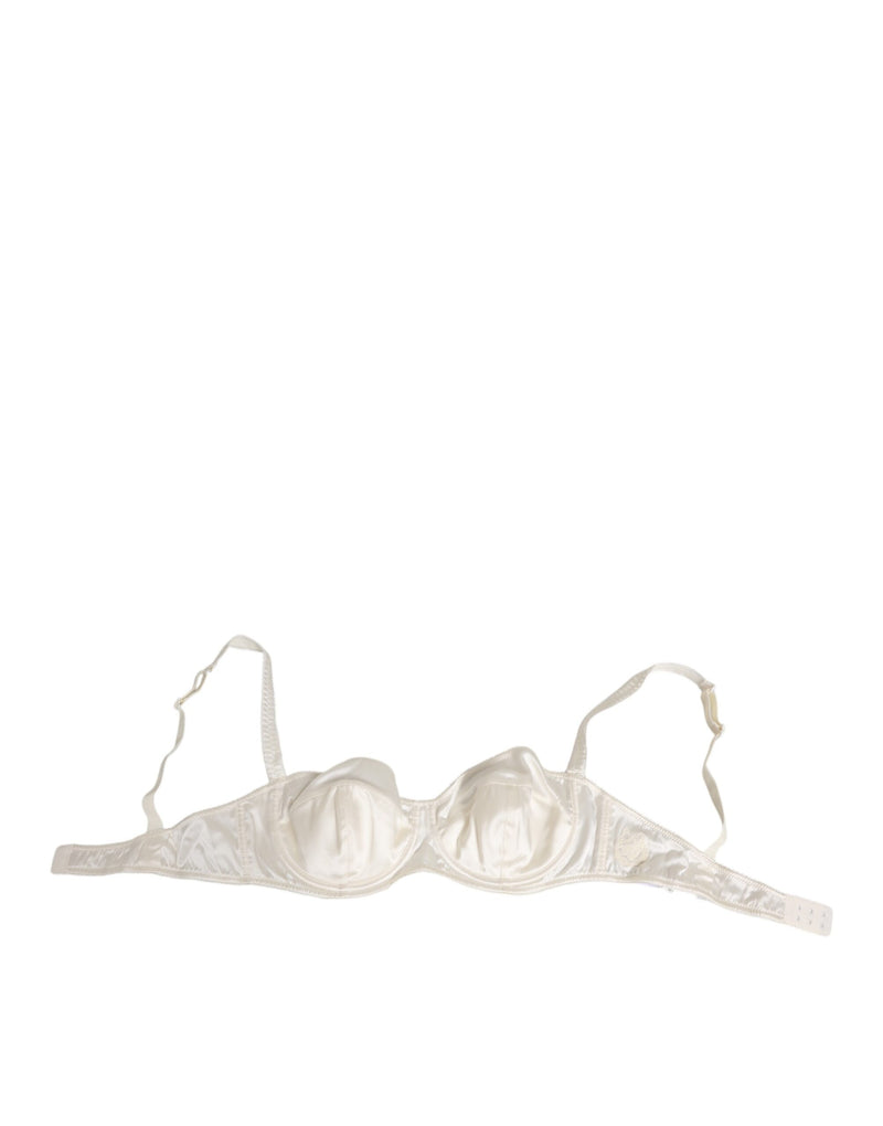 Dolce & Gabbana White Silk Satin Balconette Bra