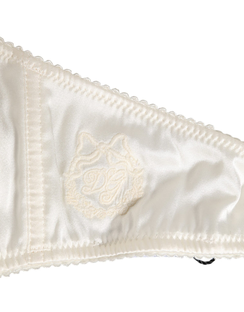 Dolce & Gabbana White Silk Satin Balconette Bra