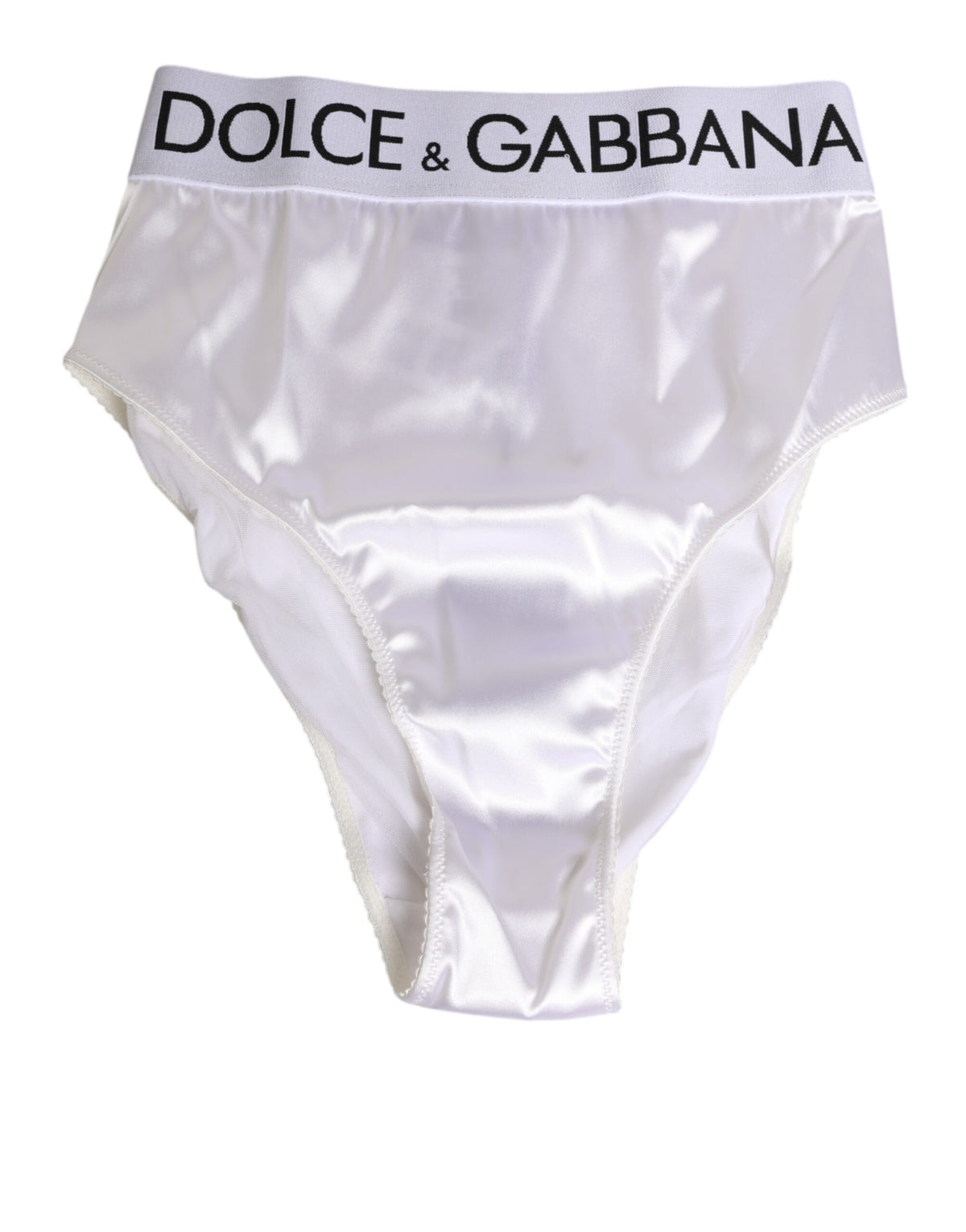 Dolce & Gabbana White Satin High-Waist Briefs for Women