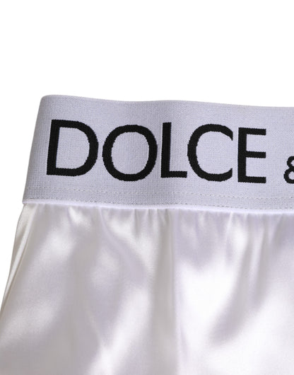 Dolce & Gabbana White Satin High-Waist Brief Logo Women Underwear