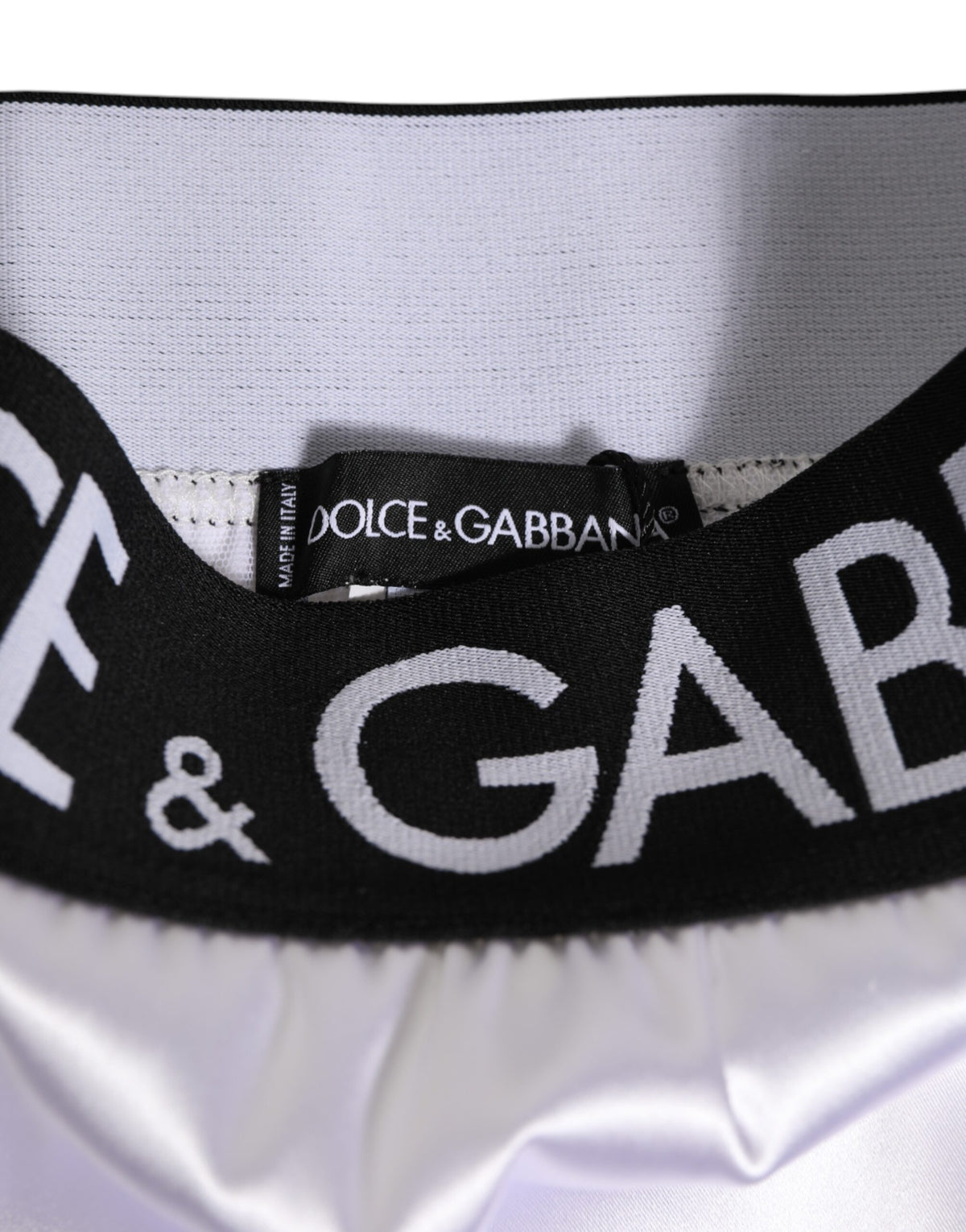 Dolce & Gabbana White Satin High-Waist Logo Women's Underwear
