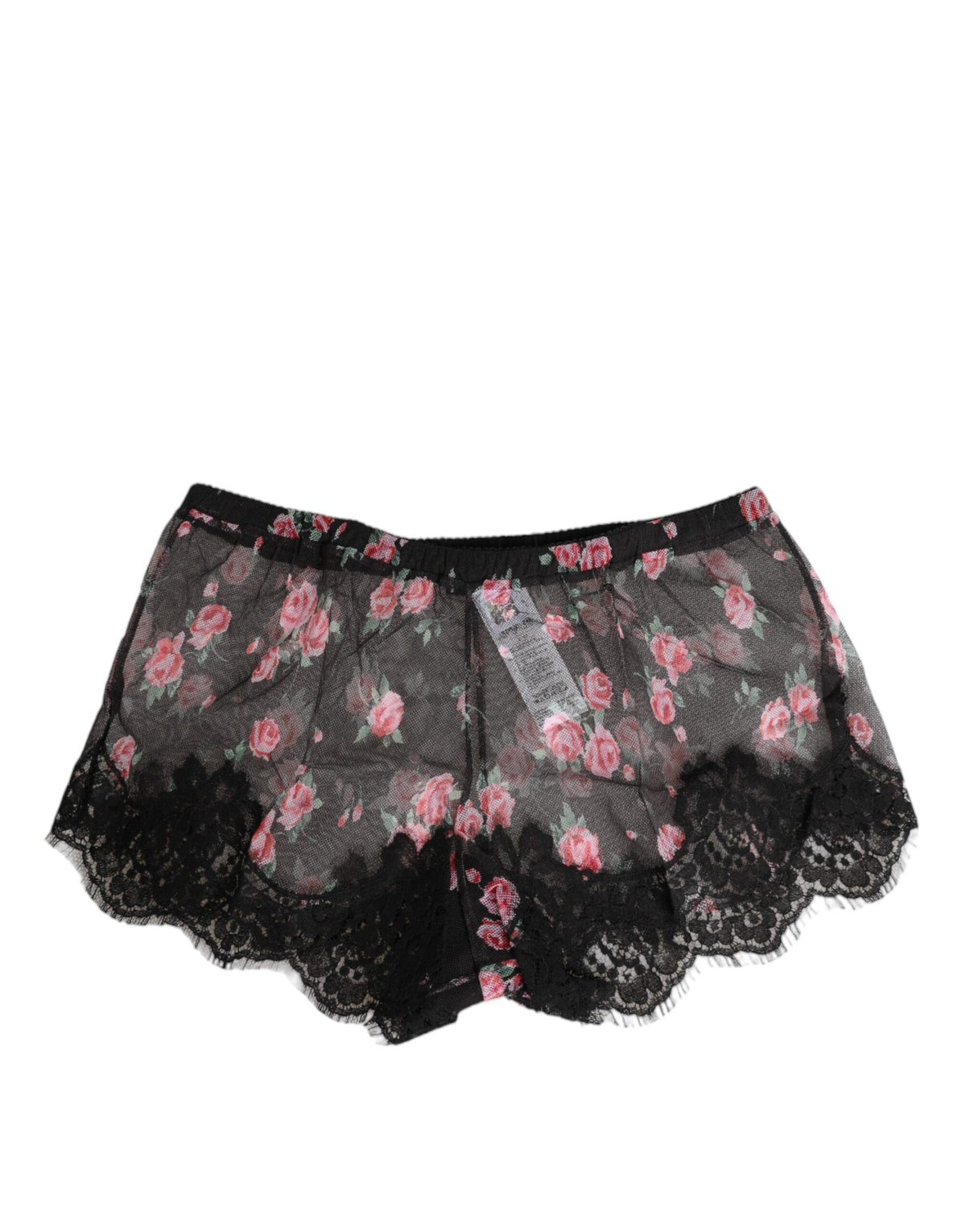 Dolce & Gabbana Black Pink Floral Lace Mesh Lingerie Underwear