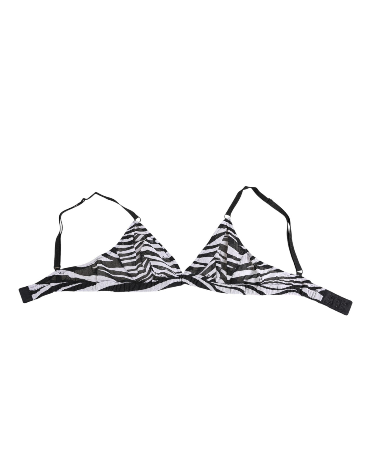 Dolce & Gabbana Black White Zebra Print Sheer Mesh Bralette