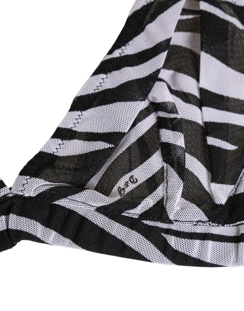 Dolce & Gabbana Black White Zebra Print Sheer Mesh Bralette