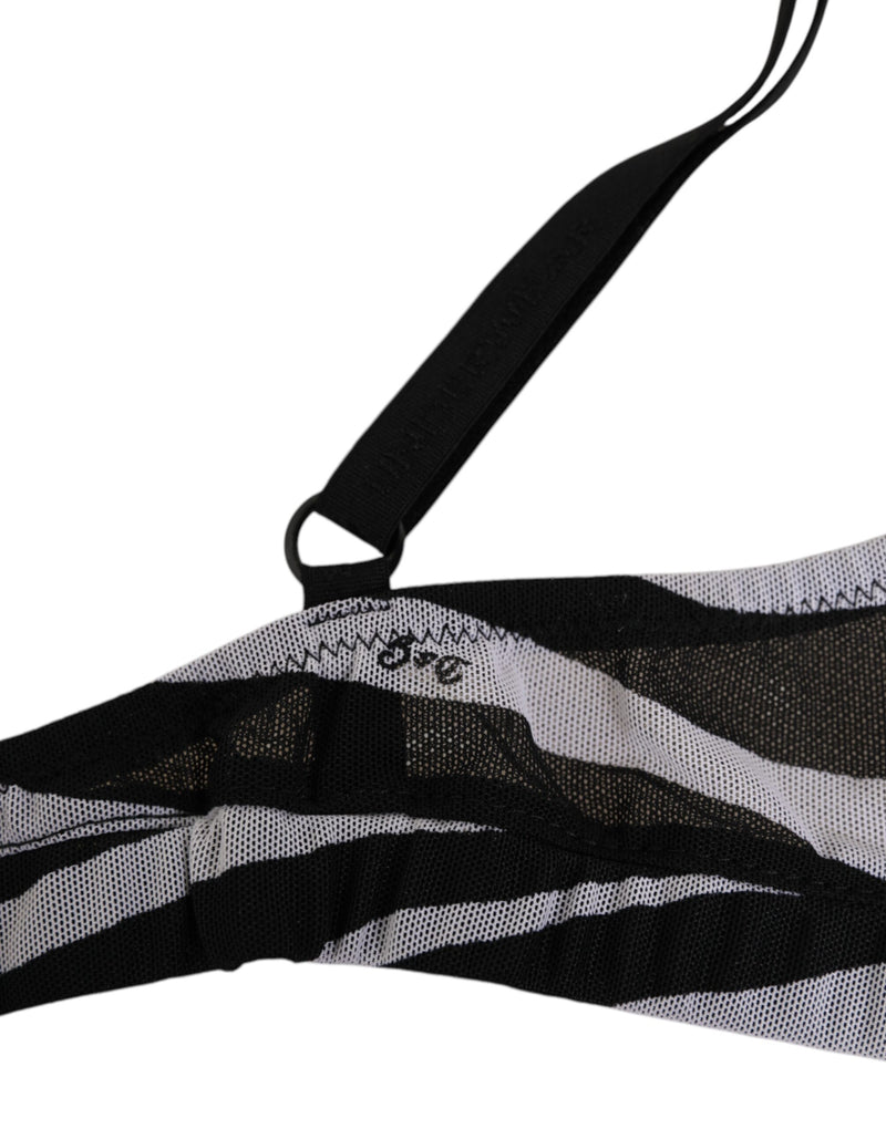 Dolce & Gabbana Black White Zebra Print Sheer Mesh Bralette