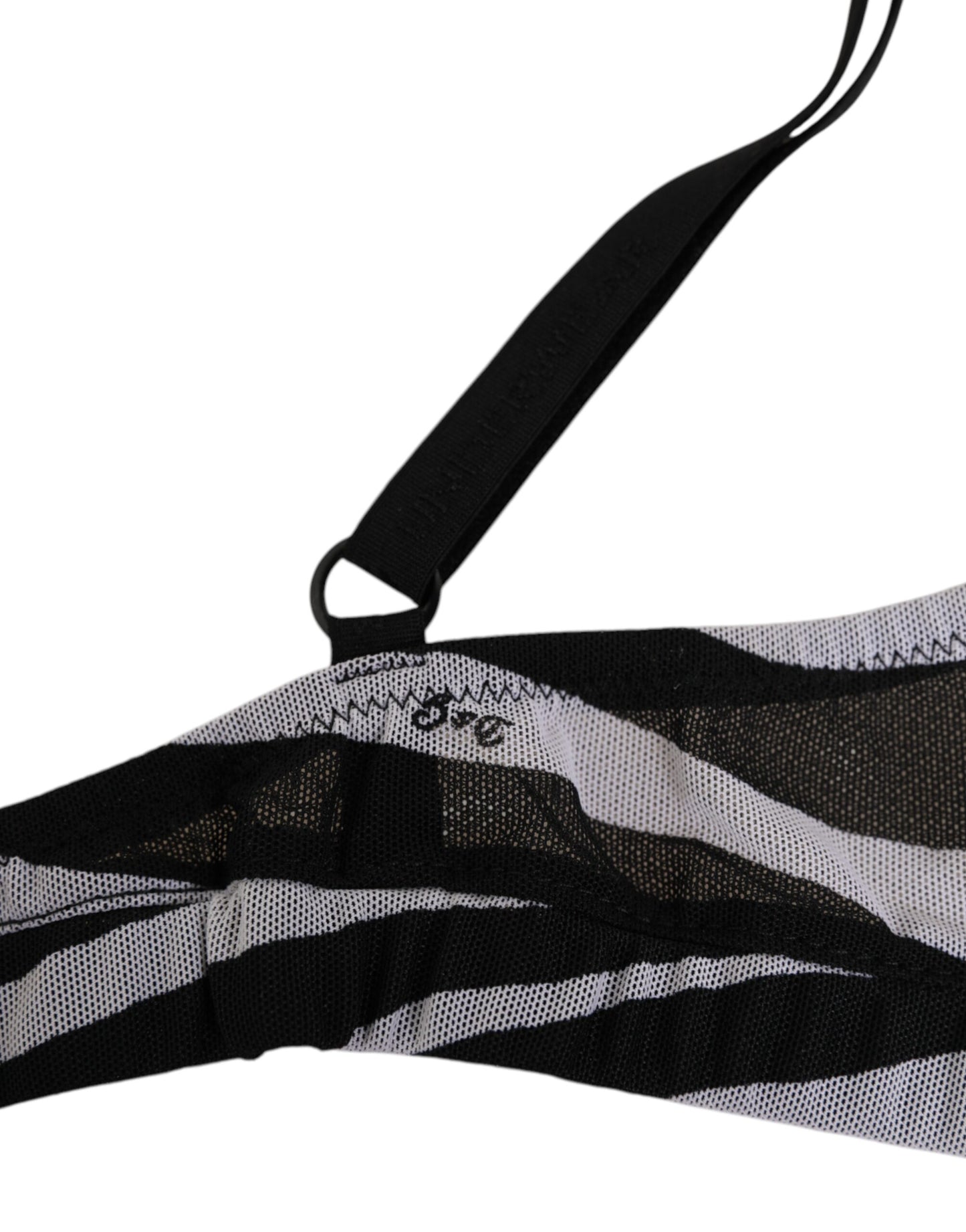 Dolce & Gabbana Black White Zebra Print Sheer Mesh Bralette Underwear