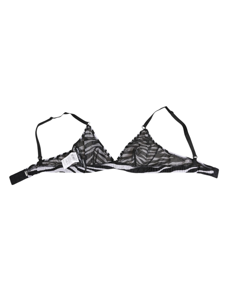 Dolce & Gabbana Black White Zebra Print Sheer Mesh Bralette
