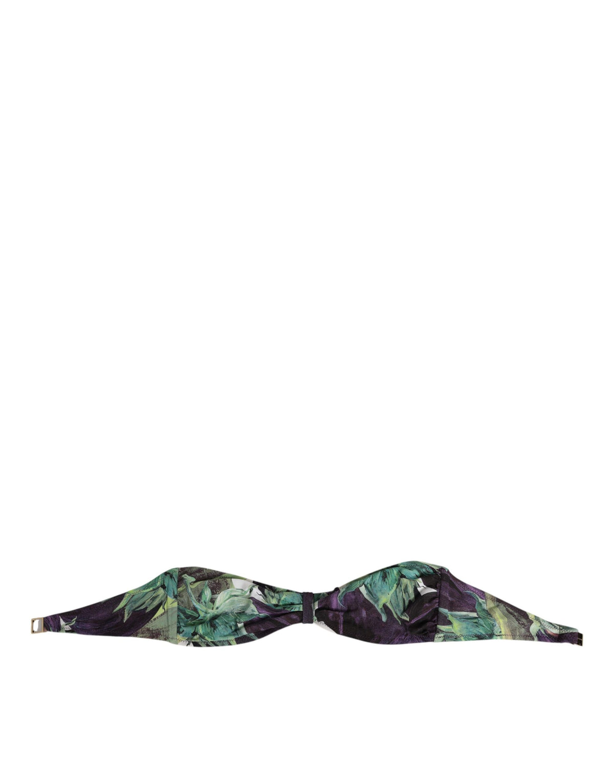 Dolce & Gabbana Purple Green Leaf Print Bandeau Bikini Top