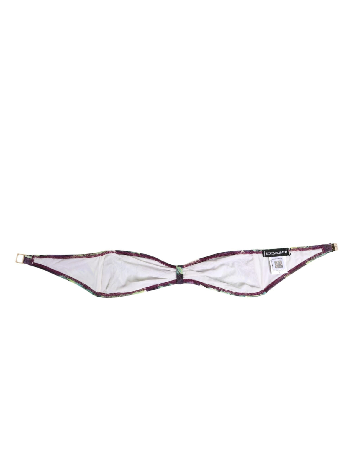 Dolce & Gabbana Purple Green Leaf Print Bandeau Bikini Top
