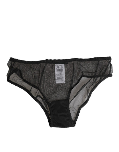 Dolce & Gabbana Black Sheer Mesh Lace Bikini Briefs Underwear