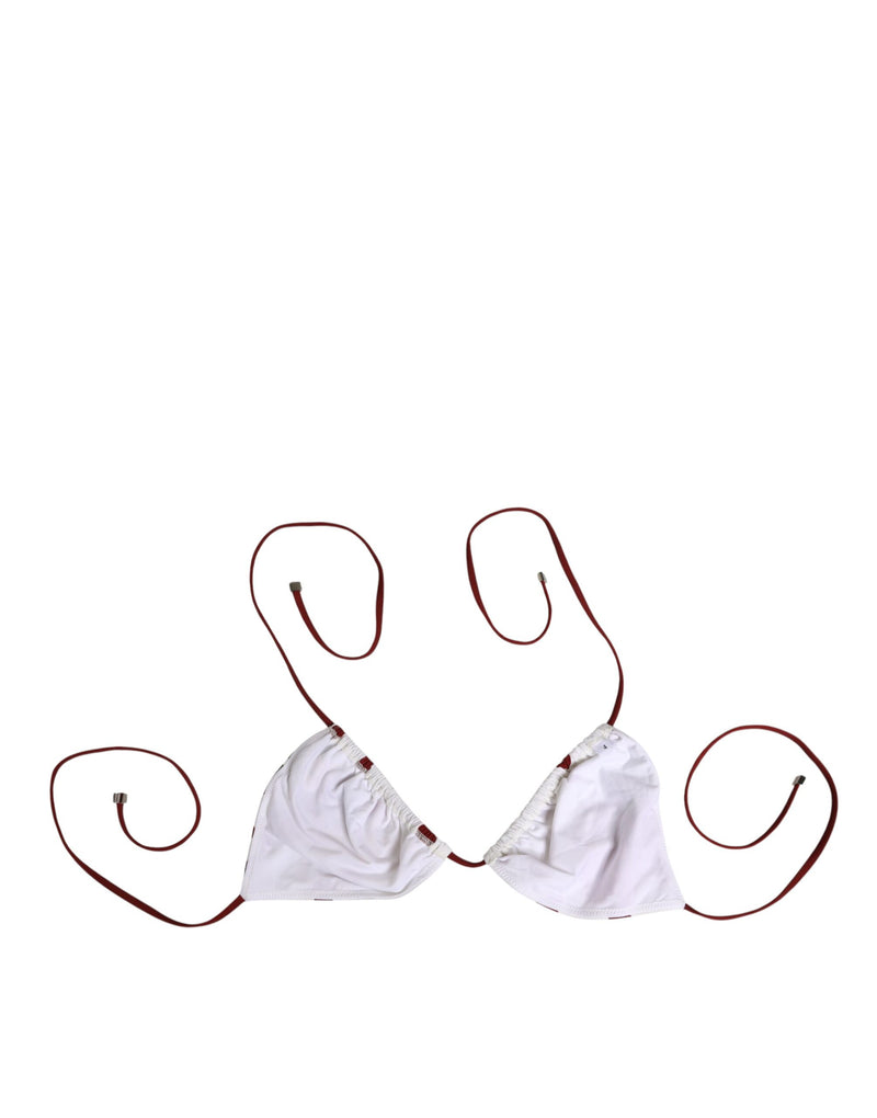 Dolce & Gabbana Triangle Bikini Top - White Red Polka Dot Floral Print