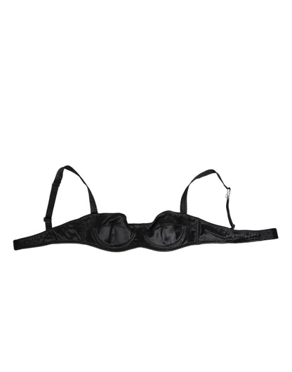 Dolce & Gabbana Black Satin Underwire Bra Lingerie IT2 Underwear