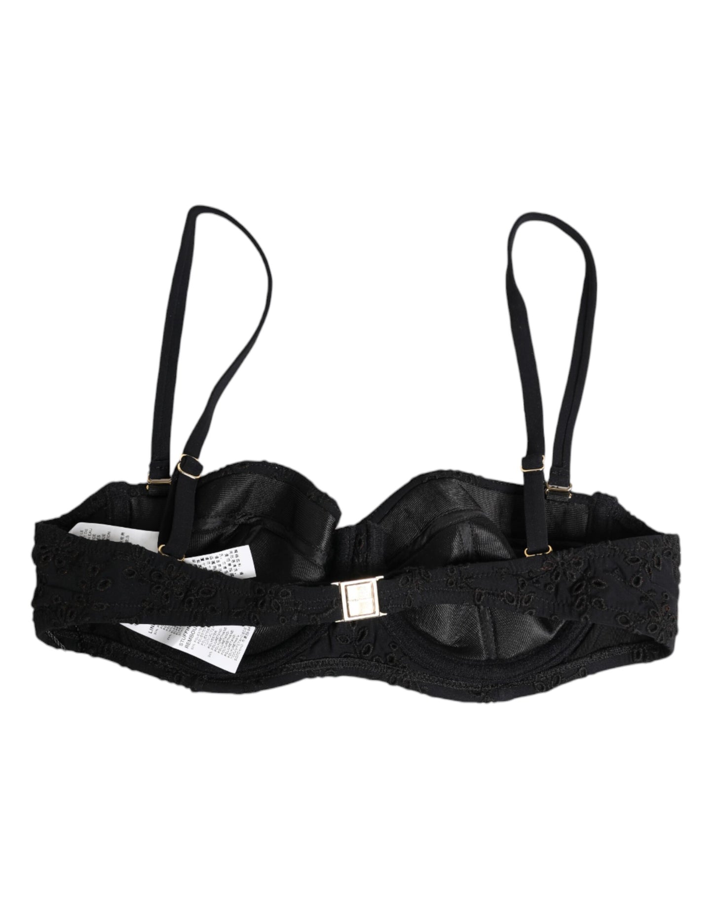 Soutien-gorge en polyester noir brodé avec armatures de la marque Dolce &amp; Gabbana.