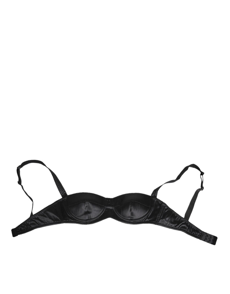 Dolce & Gabbana Black Silk Satin Wireless Lingerie Bra