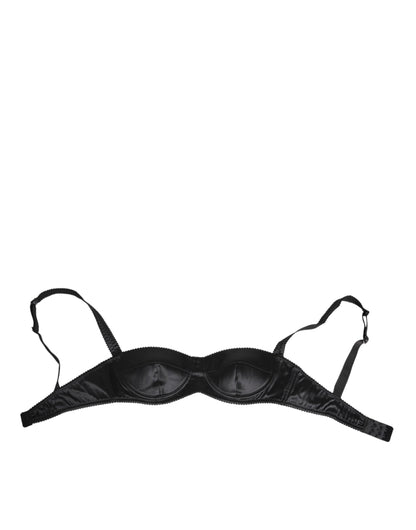 Dolce & Gabbana Black Silk Satin Wireless Lingerie Bra Underwear