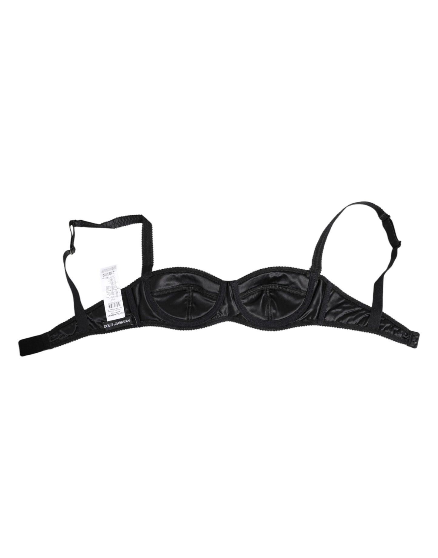 Dolce & Gabbana Black Silk Satin Wireless Lingerie Bra Underwear