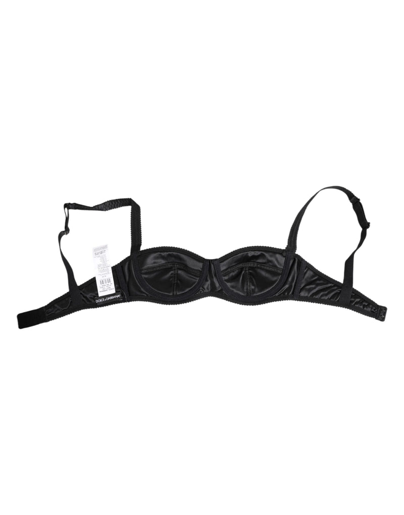 Dolce & Gabbana Black Silk Satin Wireless Lingerie Bra