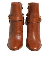 Dolce & Gabbana Bottines en Cuir Marron avec Boucle DG