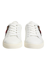Dolce & Gabbana White Leather Sacred Heart Patch Sneakers