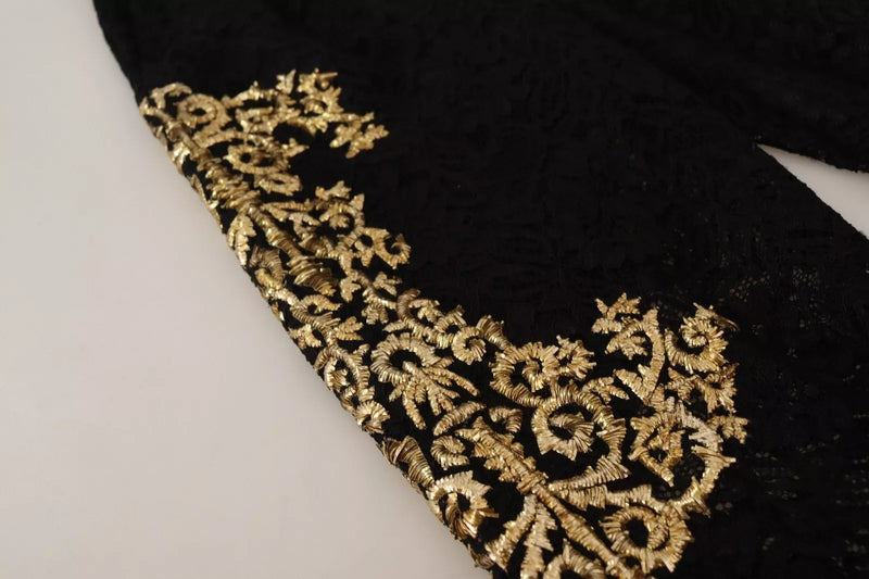 Dolce & Gabbana Black Lace Gold Baroque Shorts