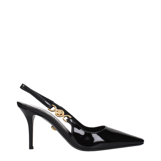 Escarpins à talons hauts en cuir noir Versace