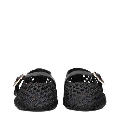 Zwarte leren balletpumps van Stuart Weitzman