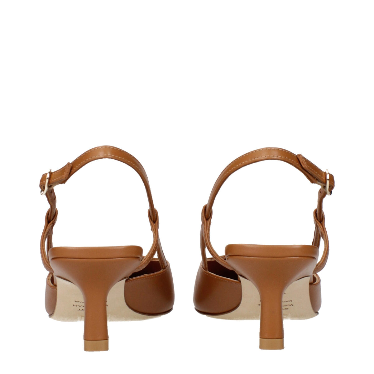 Stuart Weitzman Vinnie Brown Leather Mid Heel Pumps