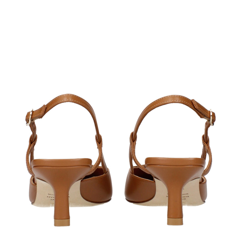 Stuart Weitzman Vinnie Brown Leather Mid Heel Pumps