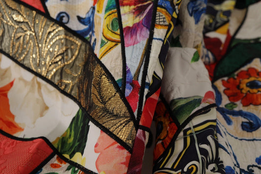 Pantalon taille haute patchwork jacquard multicolore Dolce & Gabbana