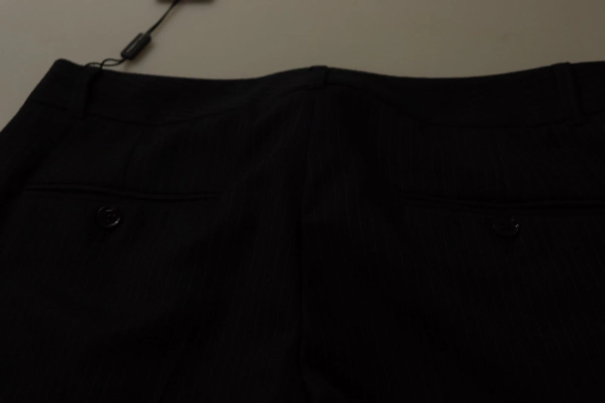 Dolce & Gabbana Pantalon à Rayures Noires Taille Mi-Haute