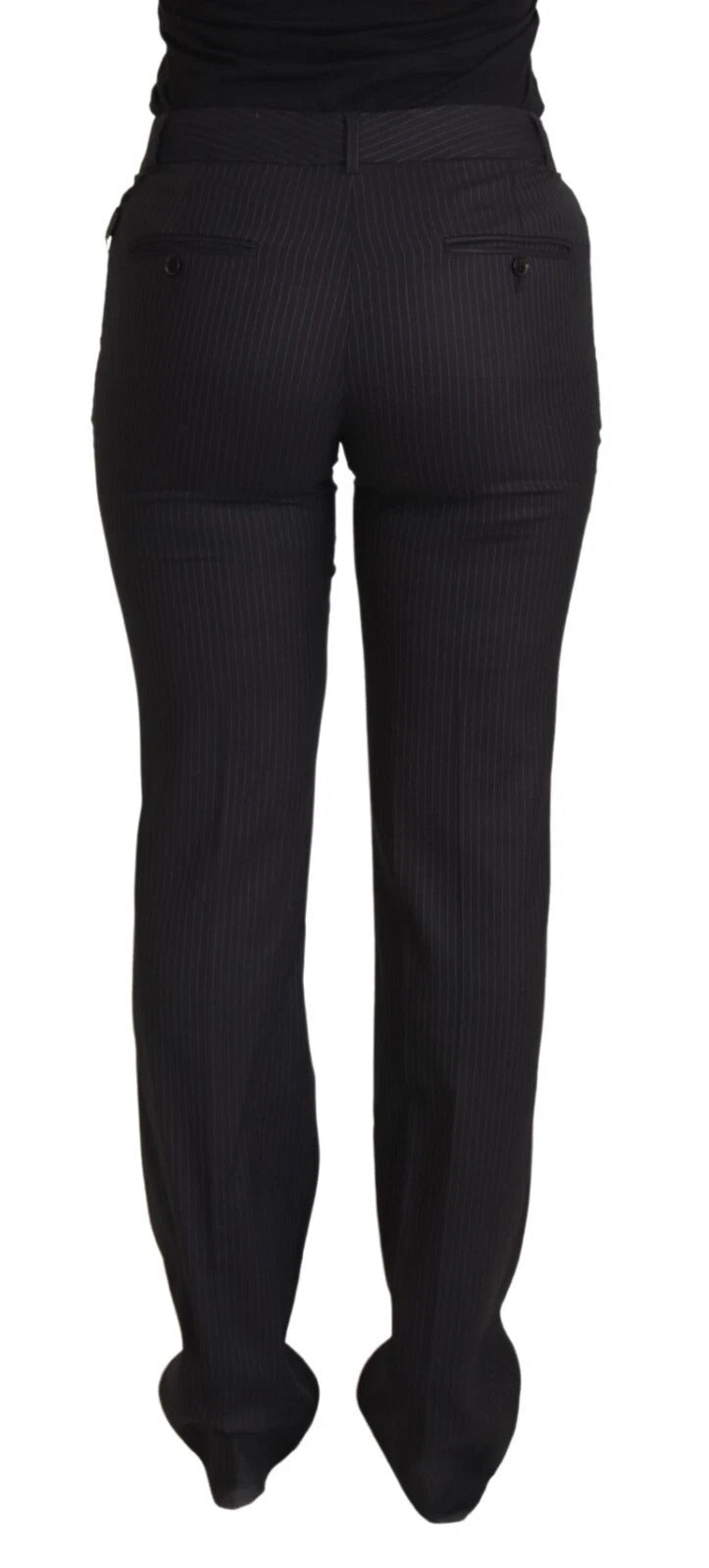 Dolce & Gabbana Pantalon à Rayures Noires Taille Mi-Haute