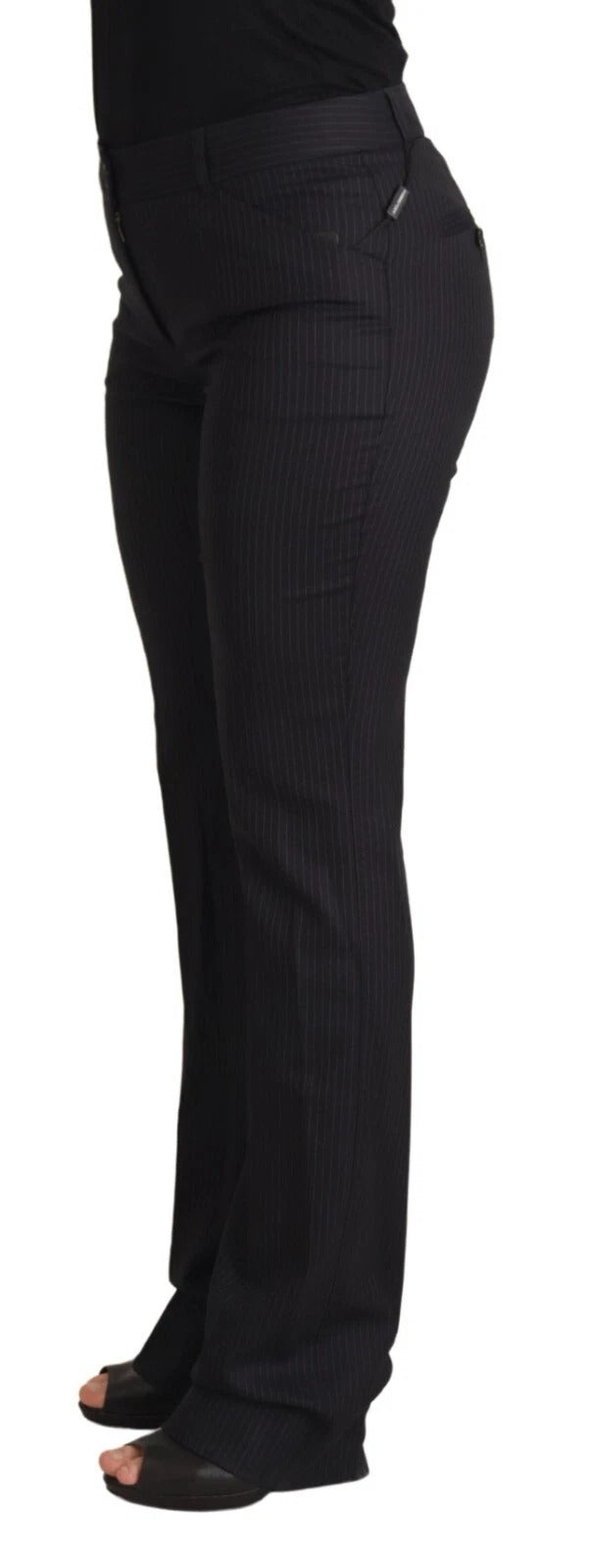 Dolce & Gabbana Pantalon à Rayures Noires Taille Mi-Haute