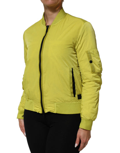 Veste bomber à fermeture éclair en polyamide jaune pour femme de Dolce & Gabbana