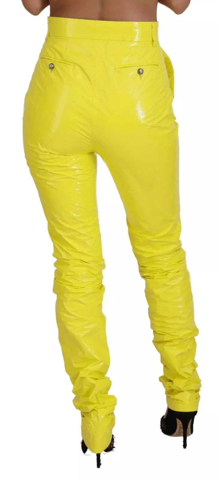 Dolce & Gabbana Pantalon Skinny Jaune Taille Haute Femme