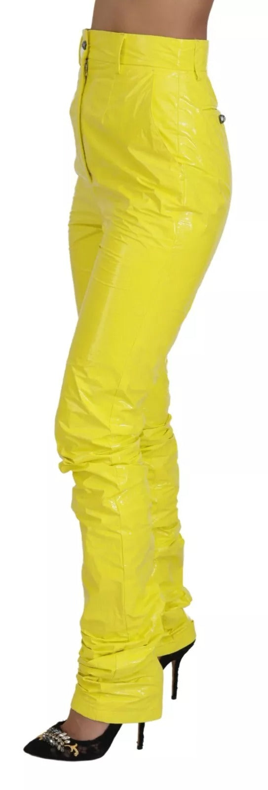 Dolce & Gabbana Pantalon Skinny Jaune Taille Haute Femme