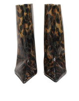 Dolce & Gabbana Leopard Print PVC Pointed Toe Boots