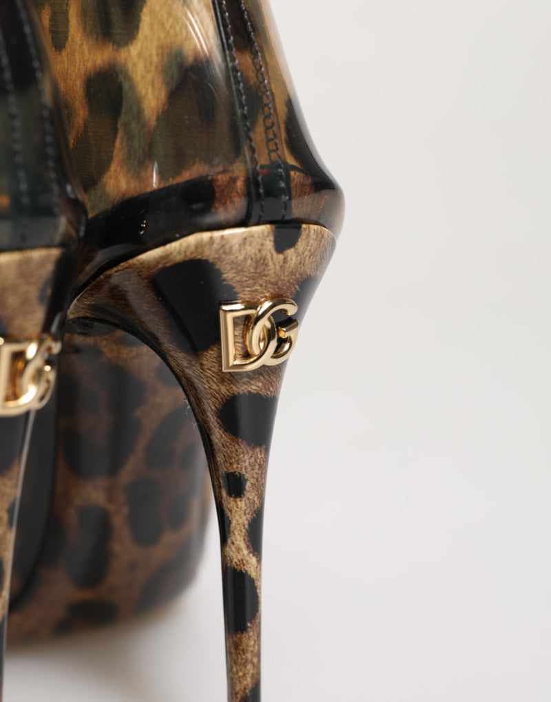 Dolce & Gabbana Leopard Print PVC Pointed Toe Boots