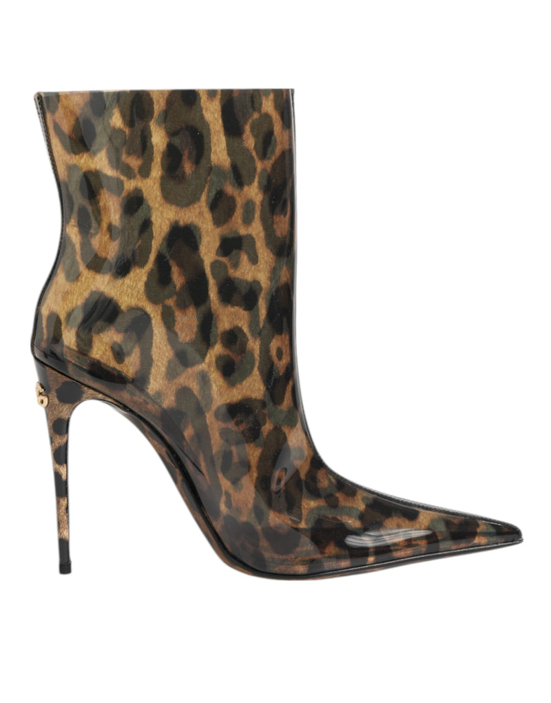 Dolce & Gabbana Leopard Print PVC Pointed Toe Boots