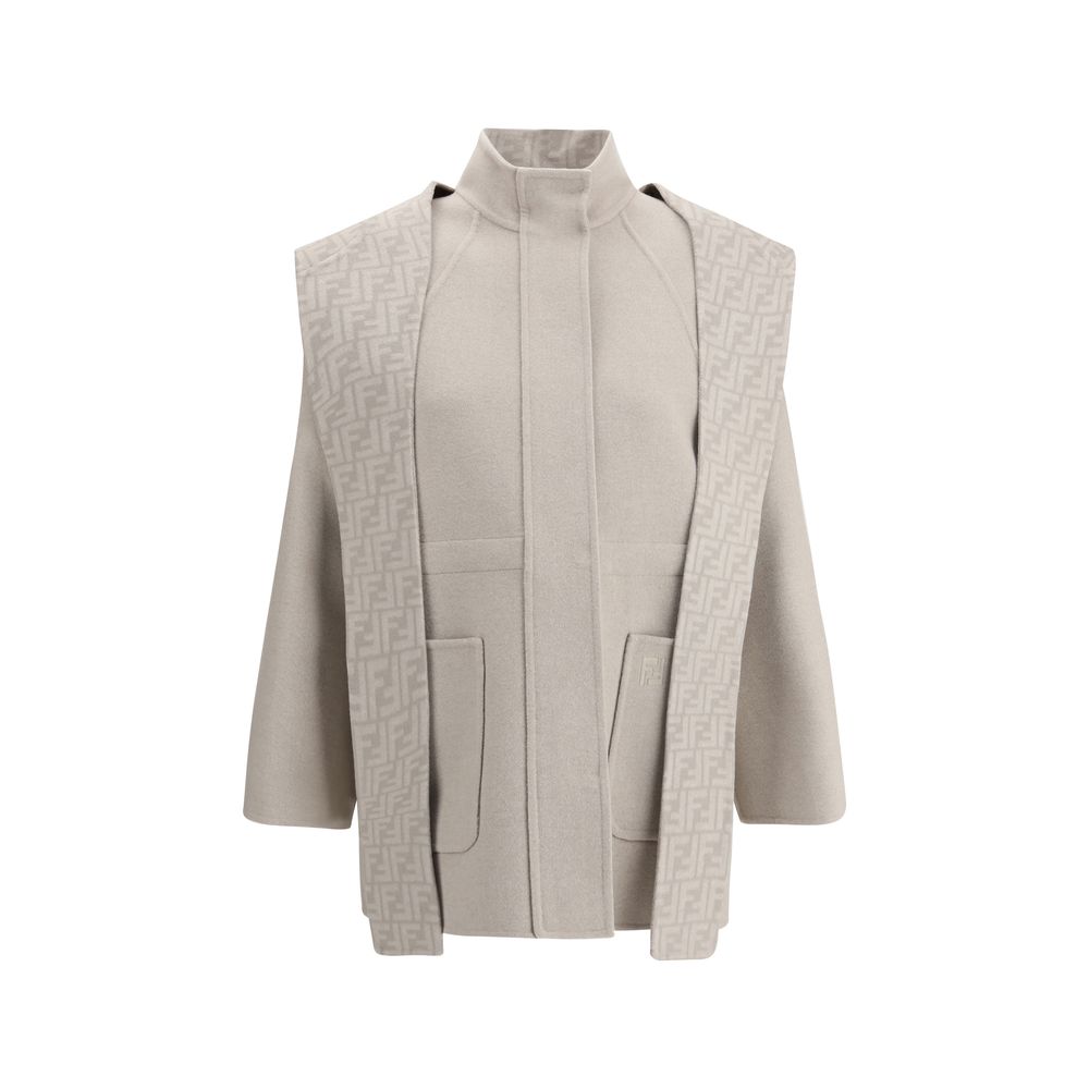 Manteau en laine Fendi avec capuche amovible