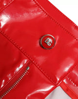 Dolce & Gabbana Pantalon Skinny Taille Haute Rouge Brillant