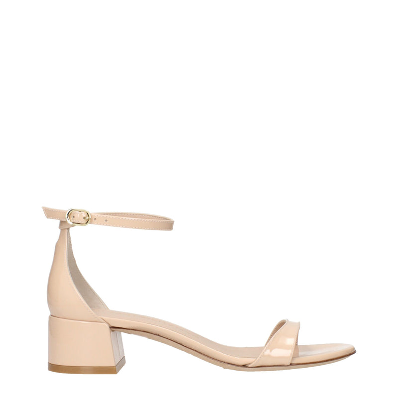 Stuart Weitzman NUDISTBLOCK35PATSK860 Beige Leather Flat Sandals