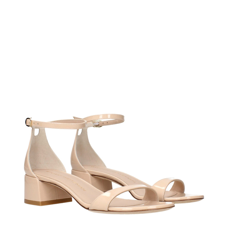 Stuart Weitzman NUDISTBLOCK35PATSK860 Beige Leather Flat Sandals