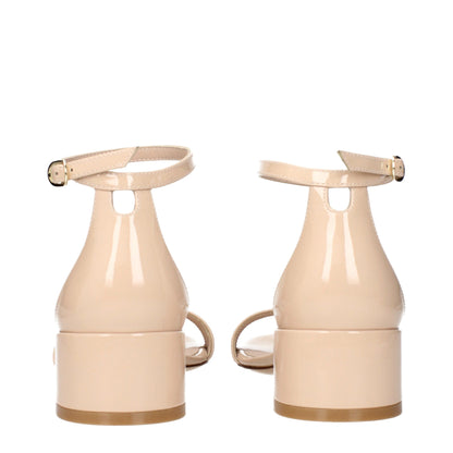 Sandales plates en cuir beige de Stuart Weitzman