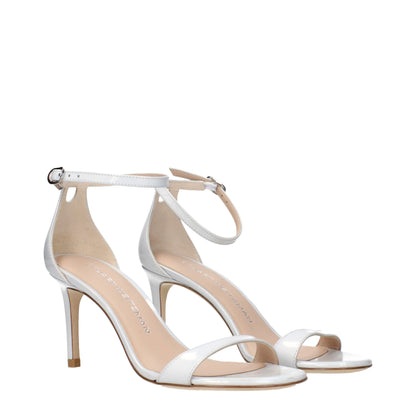 Sandales à talons aiguilles en cuir blanc de Stuart Weitzman
