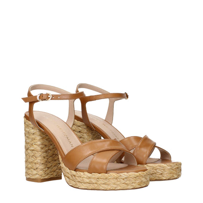 Plateformes en cuir marron de Stuart Weitzman