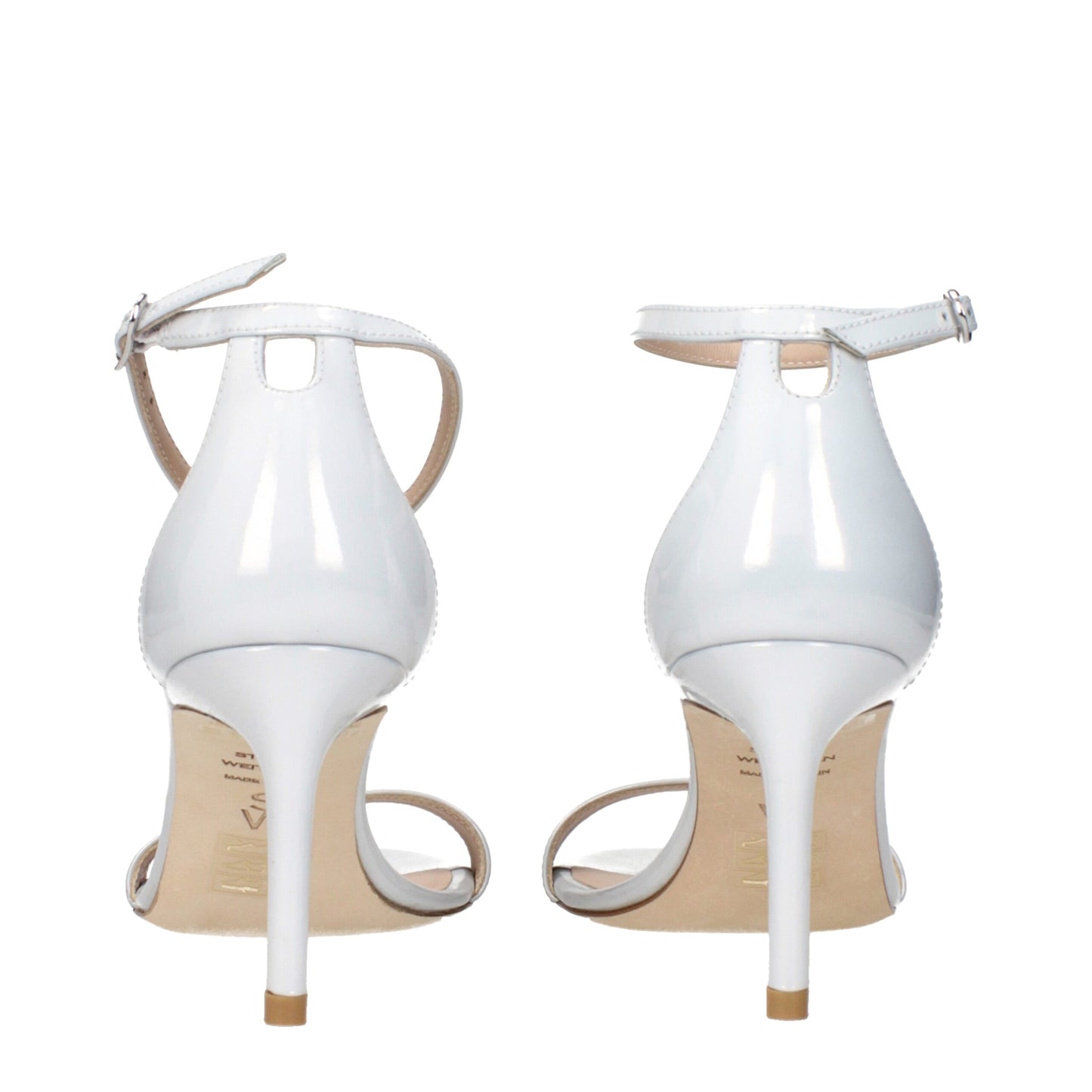 Sandales à talons aiguilles en cuir blanc de Stuart Weitzman