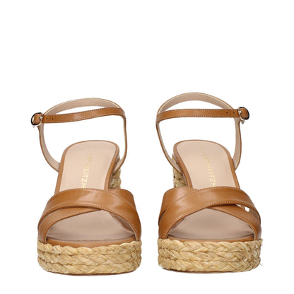 Plateformes en cuir marron de Stuart Weitzman