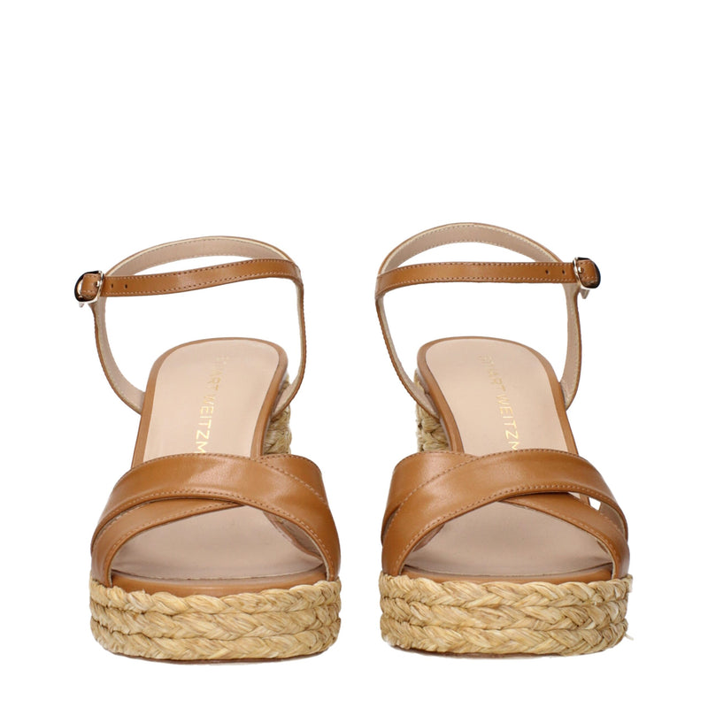 Stuart Weitzman Brown Leather Platforms - Élégantes Sandales